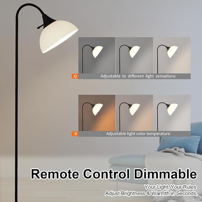 Floor Lamps for Living Room with Remote Control, Stepless Brightness Adjustable and 2700K-6500K Color Temperature, Adjustable Standing Lamp, Tall Standing Lamp for Bedroom Living Room Office