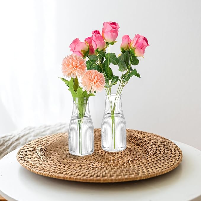 Mumufy 24 Pcs Plastic Bud Vases in Bulk Small Clear Flowers Vases for Centerpieces Wedding Decorations Home Banquet Formal Dinners Party Table Decor (3.54 x 7.87 Inch)