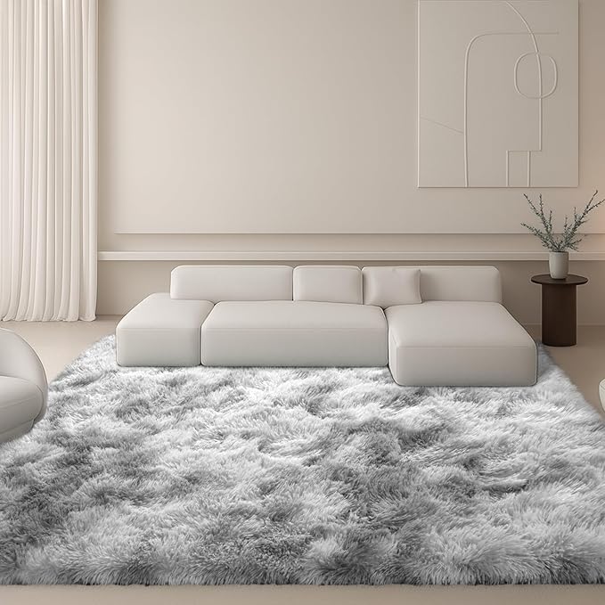 Mtandyx 8x10 Area Rugs Living Room, Large Plush Fluffy Bedroom Carpet, Non-Slip Upgraded Indoor Thick Soft Rug, Modern Plush Carpet Suitable for Kids Home Decor Aesthetics Dorm, Dark Grey.