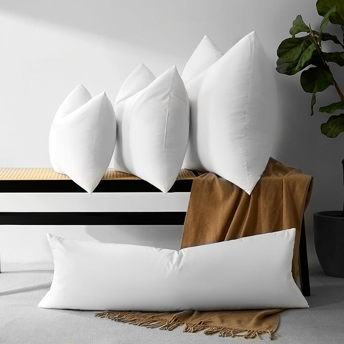 COZY ONE 16x16 Pillow Inserts Set of 2 - Fluffy Feather and Down Filling, 100% Cotton Shell - Decorative Throw Pillow Inserts for Armchairs, Chairs, Sofa (16x16 inch, White, Set of 2)