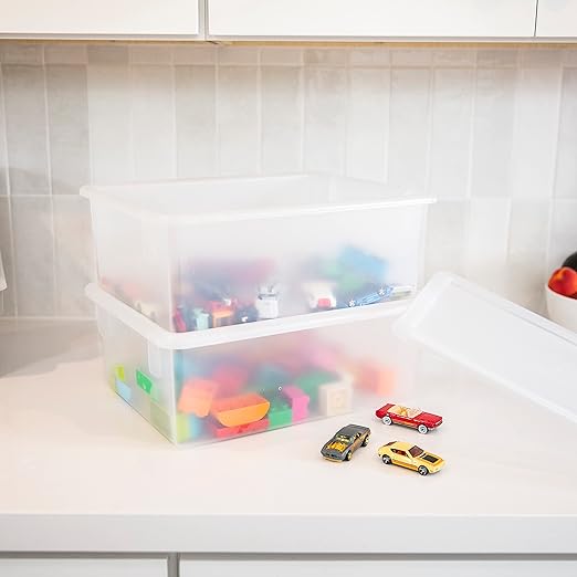 ECR4Kids Letter Size Deep Tray with Lid, Storage Bin, Clear, 10-Piece