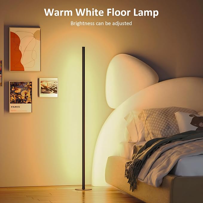 Corner Floor Lamp 1 Pair, LED Corner Lamp with Reomte, APP Control 16 Million DIY Color, Music Sync, Timing, Color Changing Ambient Lights for Living Room, Bedroom, Gaming(One Adaptor, Y Type Cord)