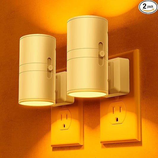 Briignite Night Lights Plug into Wall, Modern LED Night Light Plug in, Dusk to Dawn Sensor,Amber Night Light 0-100LM Adjustable Brightness, Dimmable NightLight for Hallway, Bedroom, Stairway, 2 Pack