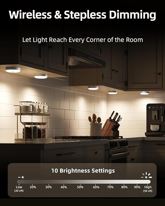 EZVALO Under Cabinet Lighting with Charging Station,1000mAh Rechargeable Puck Lights with Remote, 3 Color Temps & 12 RGB Closet Lights, Dimmable Motion Sensor Lights for Shelf, Kitchen (3 Packs)