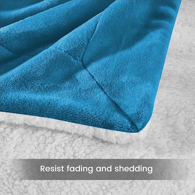 MOONLIGHT20015 Sherpa Throw Blanket - (Teal, 50X60 Inches) Soft and Warm Blankets for Winter Thick, Fluffy and Plush Blanket for Bed, Sofa, Camping and Travel