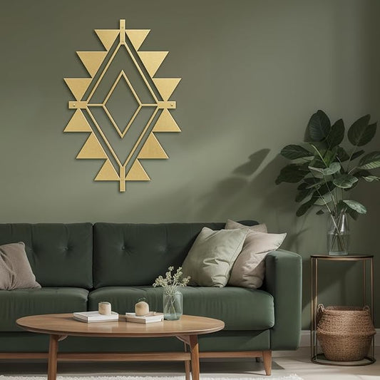 SIGNLEADER Metal Wall Decor Triangle Composition Minimalist Modern Luxury Wall Sculpture Hangings 3D Statue Home Decoration for Living Room, Bedroom, Bathroom, Kitchen, Fireplace, Office - 24" Gold