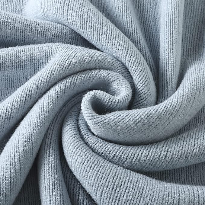 Homiest Decorative Knitted Throw Blanket with Fringe, Lightweight Acrylic Knit Blanket, Soft & Cozy Tassel Blanket for Couch Sofa Bed (Light Blue, 60 x 80 Inch)