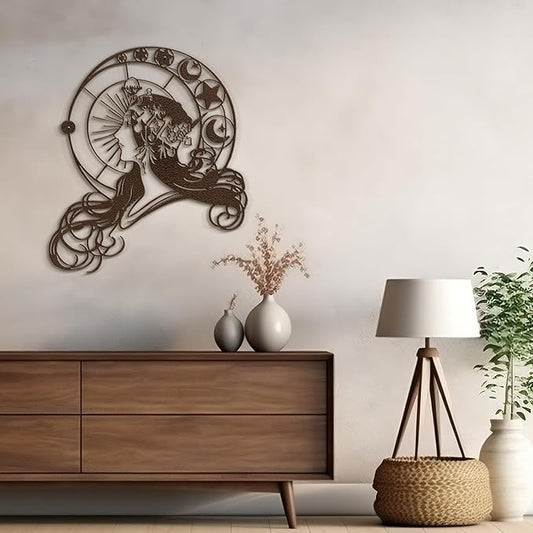SIGNLEADER Metal Wall Art Decor Woman Wearing Crown Modern Abstract Wall Sculpture Hangings Home Decoration for Living Room, Bedroom, Bathroom, Kitchen, Outdoor - 18" Bronze