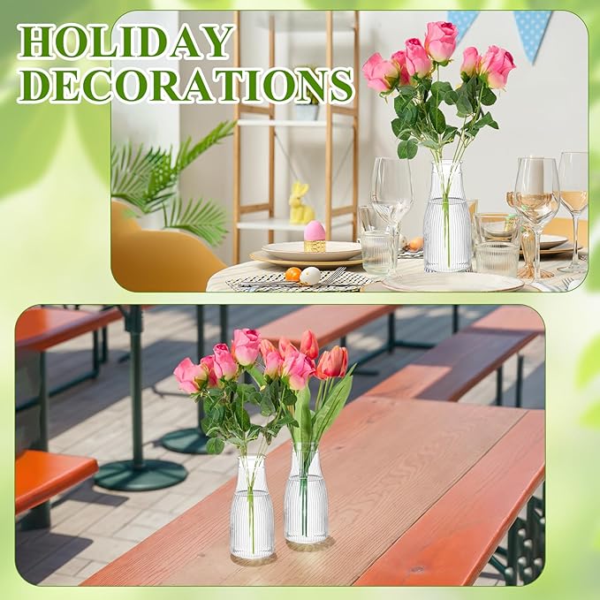Mumufy 24 Pcs Plastic Bud Vases in Bulk Small Clear Flowers Vases for Centerpieces Wedding Decorations Home Banquet Formal Dinners Party Table Decor (3.54 x 7.87 Inch)