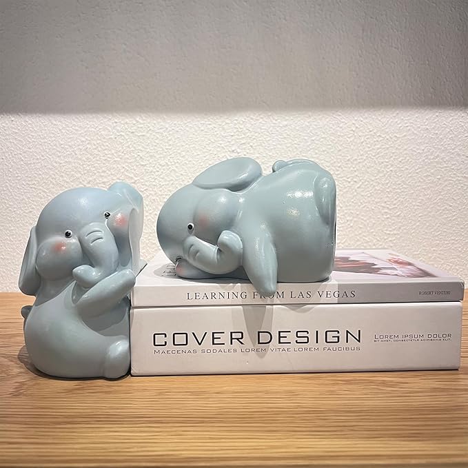 Cute Elephant Bookends Decoration, Book Ends for Heavy Books, Book Holders for Shelves in Home Office Children’s Rooms Desk Bookshelf, Great Christmas Birthday Gift