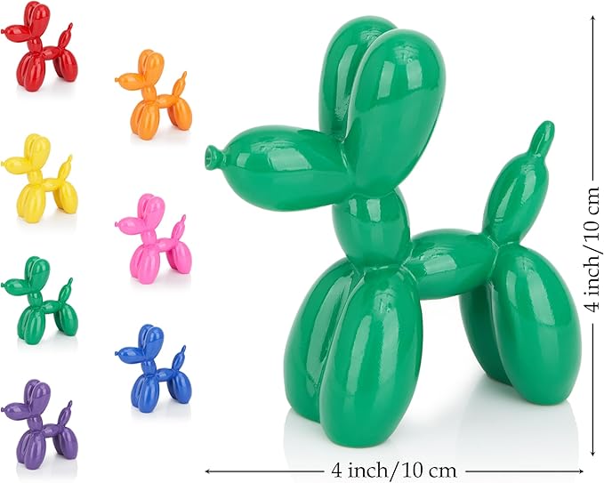 Vibrant Green Balloon Dog Statue Decor, 4 inch Small Knick Knacks Balloon Animal for Shelf Decor