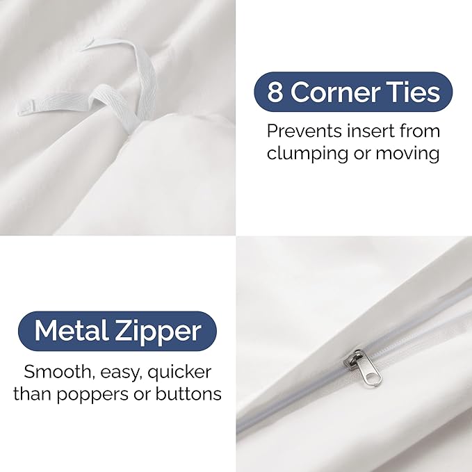 Duvet Cover Full Size Set - Extra Soft Full Size Duvet Cover 80 x 90 with 2 Pillow Shams - Hotel Luxury Easy Care and Fade Free w/Zipper Closures & Ties - Comfy Breathable Bedding Set (Antique White)