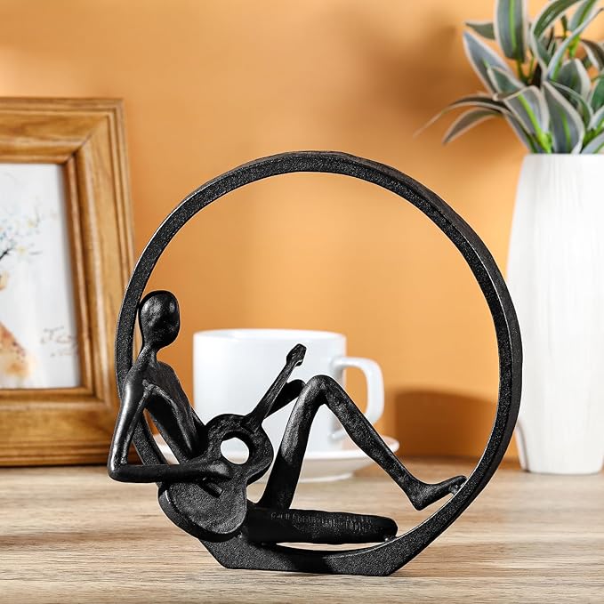 Music Decor Statue, Guitar Figurine, Musician Sculpture Home Decor for Shelves Gift for Musicians