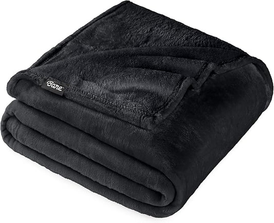 Bare Home Fleece Blanket - King Size - Ultra-Soft Lightweight for Bed, Sofa, and Couch - Luxury Microplush - Cozy Warm Blanket (King, Black)