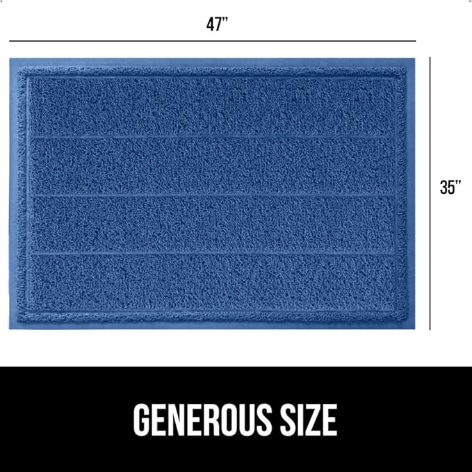GORILLA GRIP Dirt Grabber Mesh Doormat, Low-Profile, Stain and Fade Resistant Heavy Duty Quick Dry Striped Doormats, Mats for Indoor or Outdoor Entry, Shoe Scraper, Garage Entrance Mat 47x35, Blue