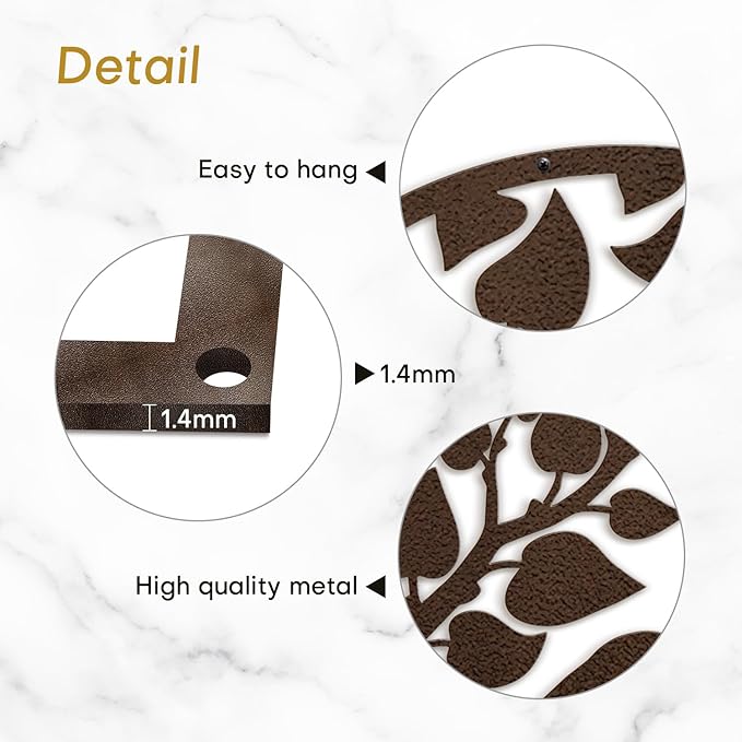 SIGNLEADER Metal Wall Art Decor Birds Tree Circular Frame Minimalist Modern Abstract Wall Sculpture Hangings Home Decoration for Living Room, Bedroom, Bathroom, Kitchen, Outdoor - 18" Bronze
