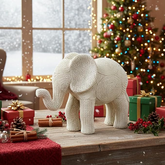 7-inch Resin Elephant Statue - Small Lucky Elephant Decor for Table & Living Room, Pair of Elephant Sculptures Home Decoration