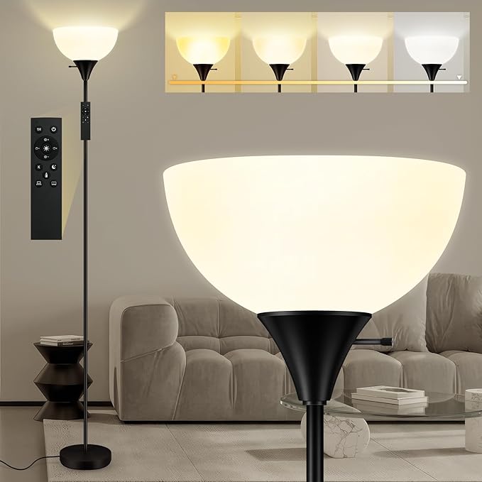 Floor Lamps for Living Room, 71'' Torchiere Floor Lamps with Remote, 2700K-6500K Colors Temperature & Brightness Adjustable, 10W/1200LM Bright Dimmable Floor Lamp,Tall Standing Lamp for Bedroom/Office