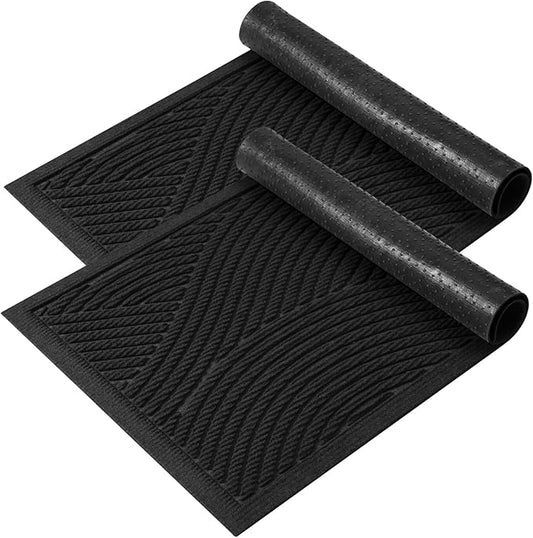 HIYARD Sturdy Front Door Mat, Absorbent Muddy Dirt Resist Welcome Door Mats Outdoor Indoor, Fade Resistant, Non-Slip Backing Entry Mat Low Profile Doormat for Entryway, 29×17, 2 Pack, Black