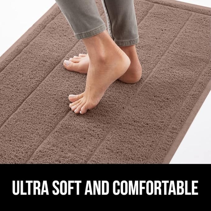GORILLA GRIP Dirt Grabber Mesh Doormat, Low-Profile, Stain and Fade Resistant Heavy Duty Quick Dry Striped Doormats, Mats for Indoor or Outdoor Entry, Shoe Scraper, Garage Entrance Mat 47x35, Latte
