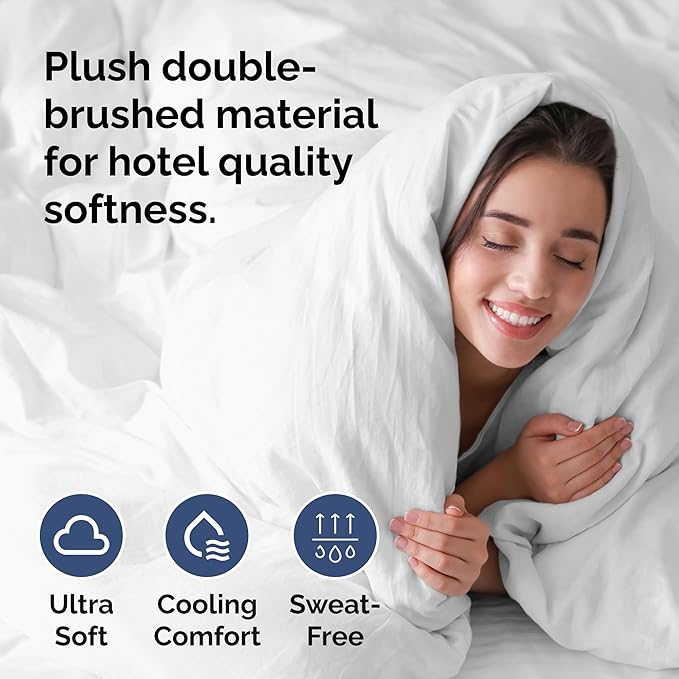 Duvet Cover Twin/Twin XL Size Set - Extra Soft Duvet Cover 68 x 90 with 1 Pillow Sham - Hotel Luxury, Easy Care and Fade Free with Zipper Closures & Ties - Comfy, Cozy Breathable Bedding Set (White)