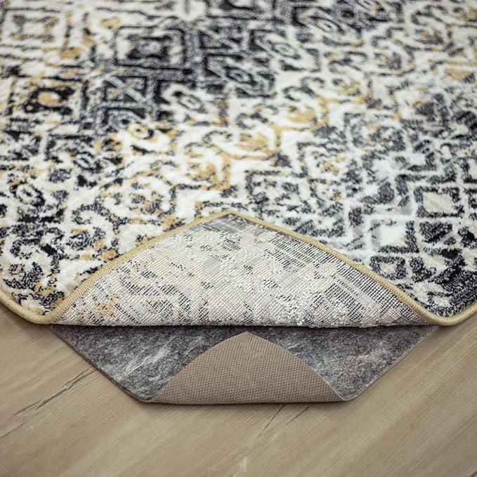 Mohawk Home 2' x 6' Non Slip Grip Rug Pad 3/8" Thick Dual Surface Felt Cushion + Rubber Gripper - Safe for All Floors