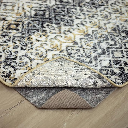 Mohawk Home 2' x 6' Non Slip Grip Rug Pad 3/8" Thick Dual Surface Felt Cushion + Rubber Gripper - Safe for All Floors