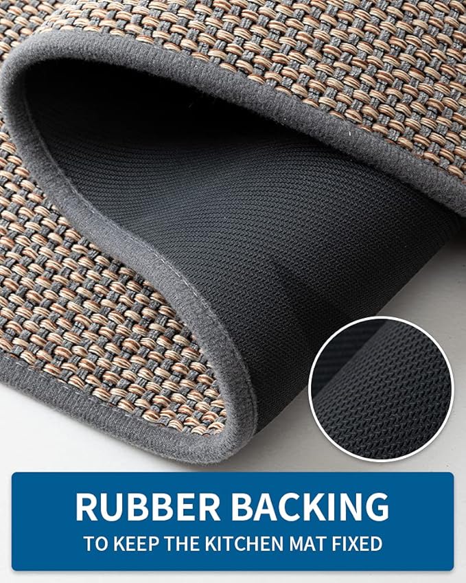 MontVoo Kitchen Rugs and Mats Non Skid Washable, Absorbent Runner Rugs for Kitchen, Front of Sink, Kitchen Mats for Floor (Grey, 20"x32")