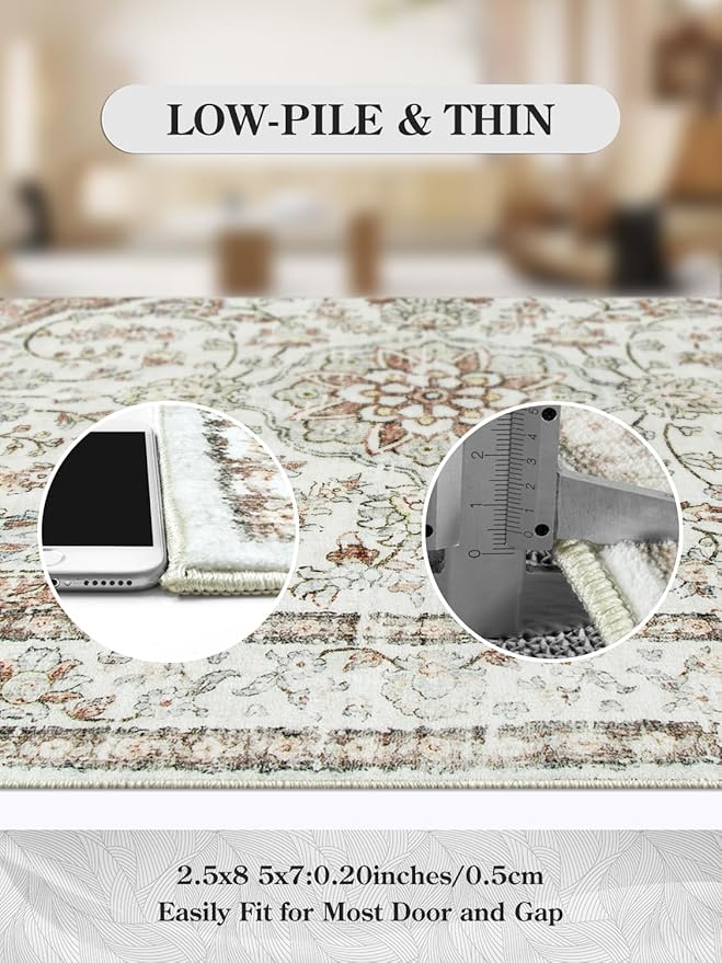 Lahome Boho Runner Rug,2.5x8 Non-Slip Hallway Carpet Runner with Rubber Backing,Terracotta Kitchen Runner Rugs Non Skid Washable,Oriental Vintage Thin Runner for Entryway Bathroom,(8ft,Terracotta)