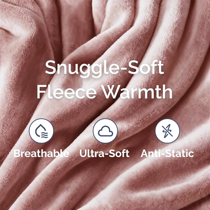 Ultra Soft Fleece Blanket Queen Size - Flannel Fleece Luxury Queen Blanket - Lightweight for Couch Bed Chair - Thick, Warm and Breathable - All Season Cozy Anti-Static Microplush Bedding, Rose Pink