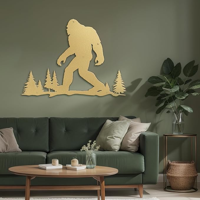 SIGNLEADER Metal Wall Art Decor Orangutan Walking Minimalist Modern Abstract Wall Sculpture Hangings Home Decoration for Living Room, Bedroom, Bathroom, Kitchen, Outdoor - 18" Gold