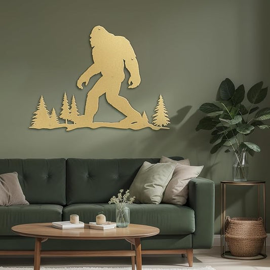 SIGNLEADER Metal Wall Art Decor Orangutan Walking Minimalist Modern Abstract Wall Sculpture Hangings Home Decoration for Living Room, Bedroom, Bathroom, Kitchen, Outdoor - 18" Gold
