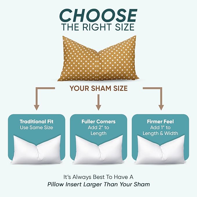 Pillowflex Synthetic Down Pillow Insert - 20x26 Down Alternative Pillow, Ultra Soft Standard Bed Sleeping Pillow, Large Rectangle Sham - 1 Decorative Pillow Form