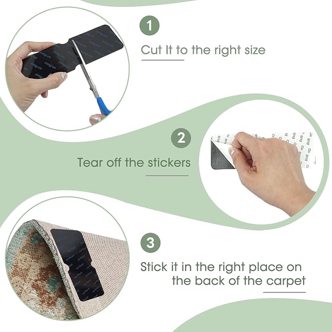 EBQOSK Rug Gripper for Carpet, 8 Pack 5.91 x 1.96 Reusable Adhesive Double Sided Rug Tape for Area Rugs, Rug Tape Pads for Hardwood & Tile Floors, Washable & Residue, No Damaging for Floor Removable