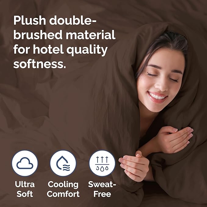 Duvet Cover Cal King Size Set - Extra Soft Cal King Size Duvet Cover 104 x 98 with 2 Pillow Shams - Hotel Luxury Easy Care & Fade Free w/Zipper Closures & Ties - Comfy Breathable Bedding Set (Brown)