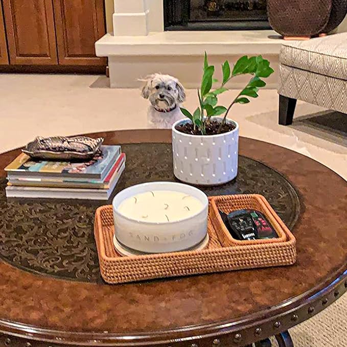 Set of 3 Handwoven Rattan Serving Tray - 3 Size Rectangular Rattan Woven Trays for Organizing & Serving, Home & Kitchen Decor