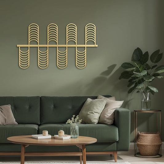 SIGNLEADER Metal Wall Decor Minimalist Modern Luxury Wall Sculpture Hangings 3D Statue Home Decoration for Living Room, Bedroom, Bathroom, Kitchen, Fireplace, Office - 24" Gold
