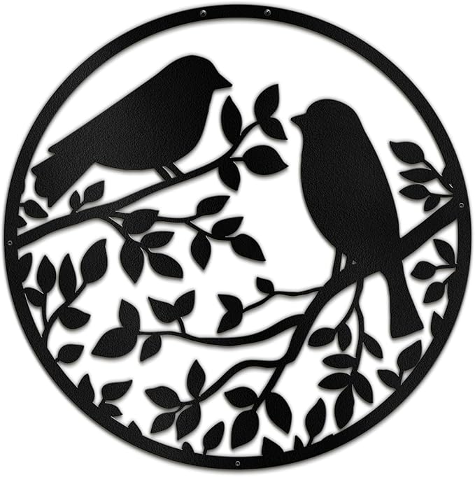 SIGNLEADER Metal Wall Art Decor Two Birds in Branches Minimalist Modern Abstract Wall Sculpture Hangings Home Decoration for Living Room, Bedroom, Bathroom, Kitchen, Outdoor - 18" Black