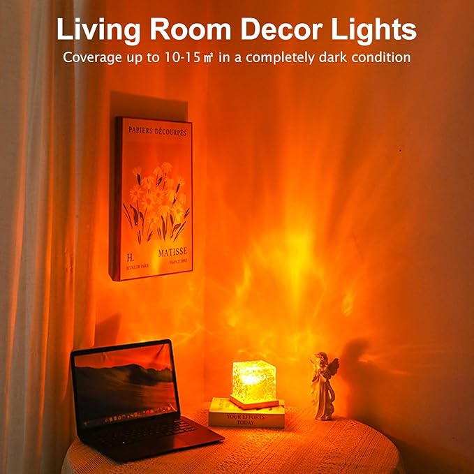 Northern Lights Projector Rechargeable,Mood Lighting Ambient Lighting Ocean Wave Projector with 16 Colors and Dynamic Ripple Effect for Living Room Bedroom Decor - Cordless 5.1"