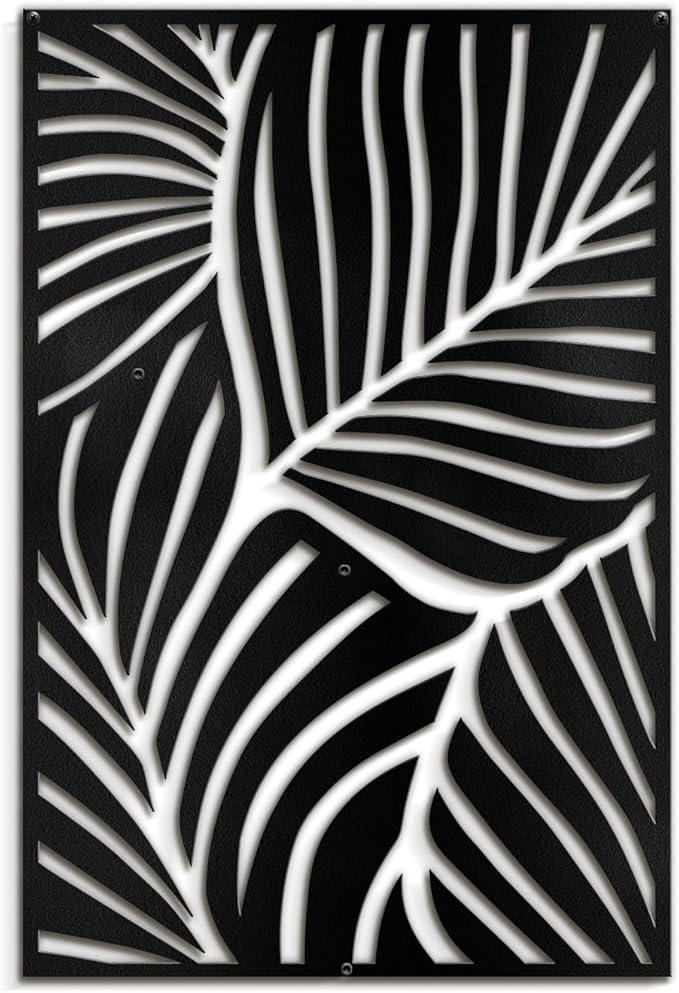 SIGNLEADER Metal Wall Art Decor Black Leaves Minimalist Modern Abstract Wall Sculpture Hangings Home Decoration for Living Room, Bedroom, Bathroom, Kitchen, Outdoor - 18" Black