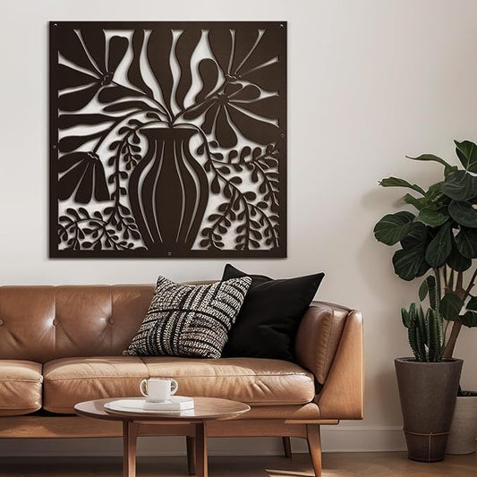 SIGNLEADER Metal Wall Art Decor Leaves in Bronze Bottle Minimalist Modern Abstract Wall Sculpture Hangings Home Decoration for Living Room, Bedroom, Bathroom, Kitchen, Outdoor - 18" Bronze