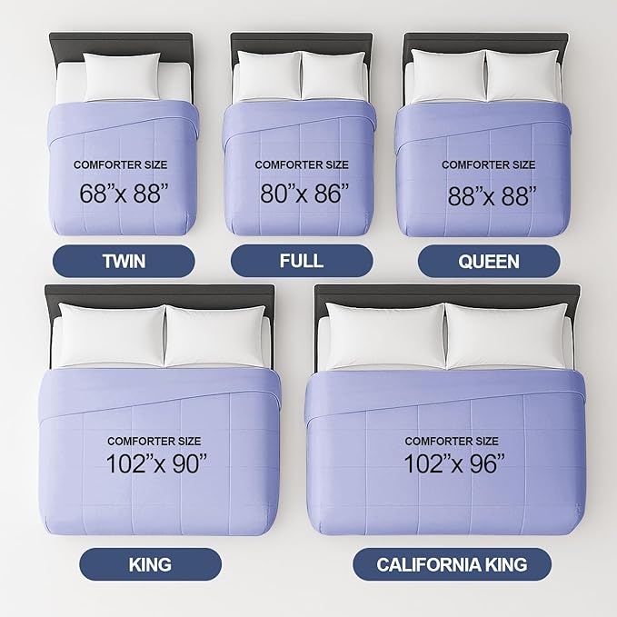 King Size, Lavender Alternative Down Comforter - Warm & Lightweight, Luxury and Breathable Hotel Quality Bedding Set - All Season Fluffy and Cozy Oversized Cooling Microfiber Duvet Insert Comforter