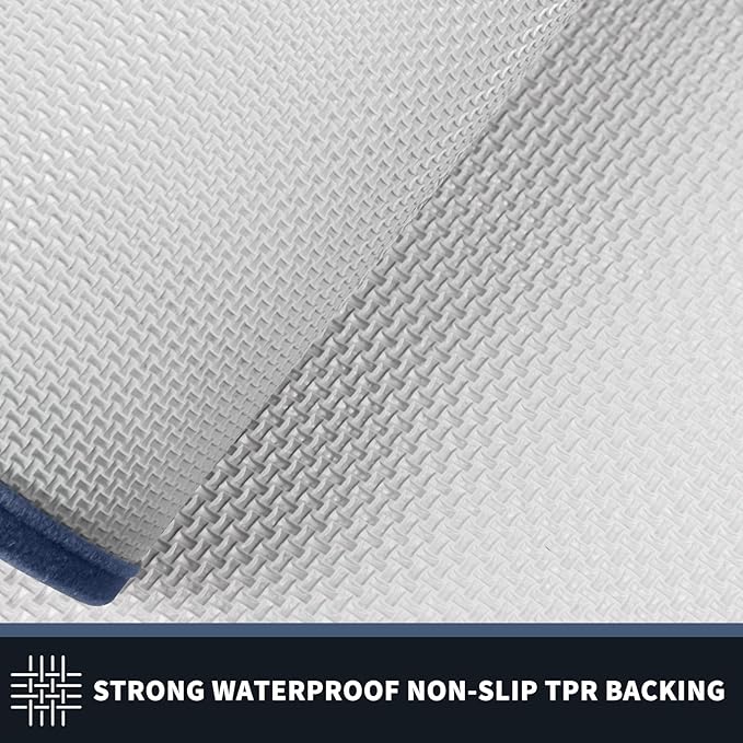 PURRUGS Dirt Trapping Door Mat 32" x 48", Non-Slip Machine Washable Entryway Rug, Entrance Mat, Indoor Front Door Mat, Super Absorbent Entry Rug for Muddy Shoes & Paws, Light Blue & Navy