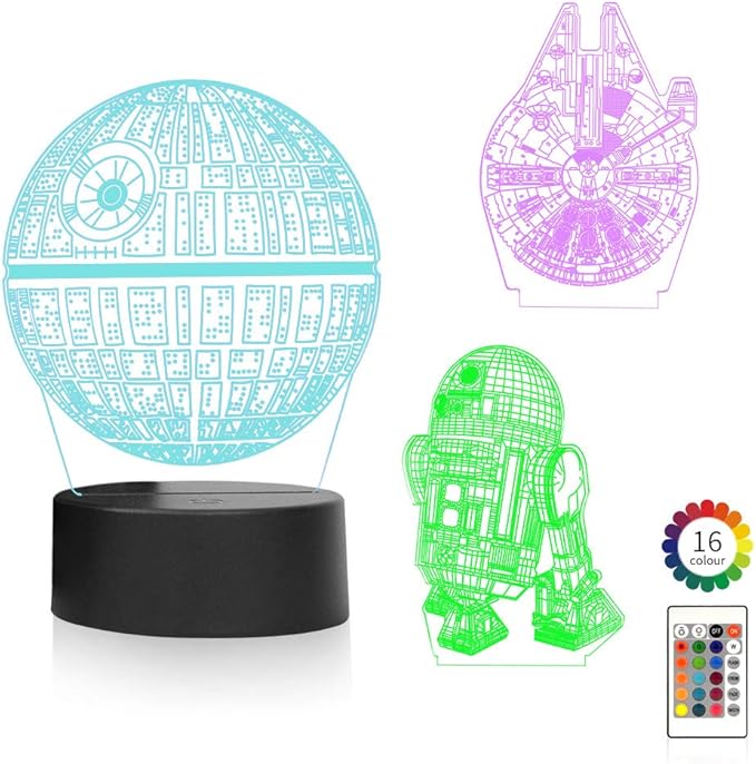 TITISKIN 3D Illusion LED Night Light,16 Colors Gradual Changing Touch Switch USB Table Lamp for Holiday Gifts or Home Decorations （3Pattern）