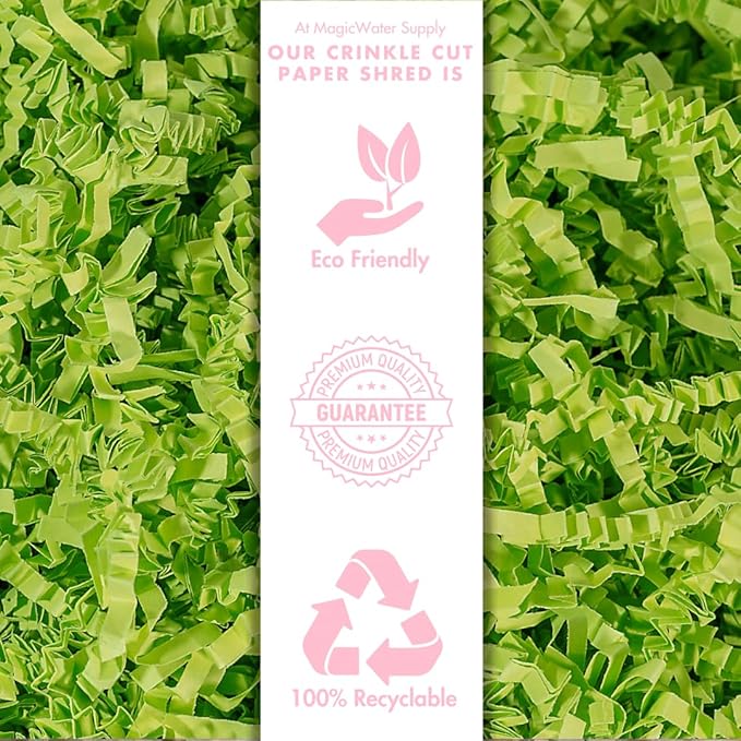 MagicWater Crinkle Cut Paper for Gift Baskets - 2LB - Lime Green - Perfect for Shredded Paper Filler, Basket Filler, Gift Boxes, Bridesmaid Gifts, Christmas Stuffers & More – Ideal for All Occasions
