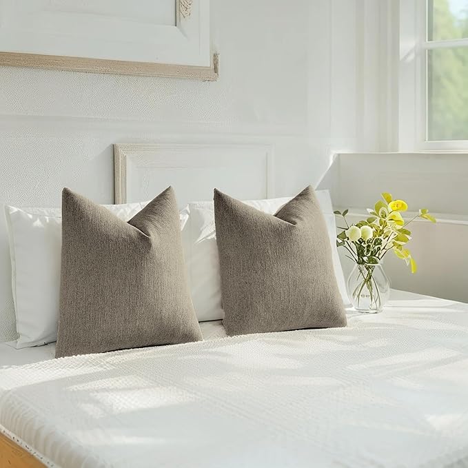 HAUSSY Coffee Throw Pillow Covers 12x20 Inch Set of 2,Boho Decorative Faux Linen Lumber Throw Pillows Cozy Farmhouse Accent Cushion Covers,Home Decor for Couch Sofa Bed Living Room