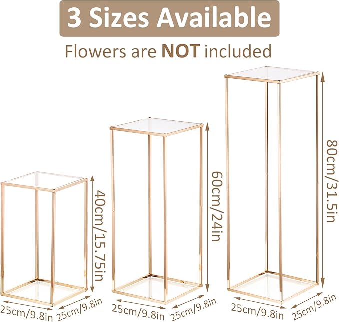 Sziqiqi Dining Table Centerpiece Small Flower Stand for Wedding - Engagement Party Decorations Dining Table Decor for Center Pieces Minimalism Cuboid Design 15.75inch