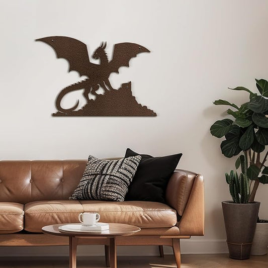 SIGNLEADER Metal Wall Art Decor Flying Dragon Minimalist Modern Abstract Wall Sculpture Hangings Home Decoration for Living Room, Bedroom, Bathroom, Kitchen, Outdoor - 18" Bronze