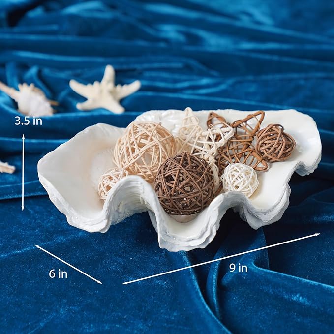 Decorative Bowl Entryway Table Decor - Resin Clam Shells Bowls Seashell Beach Console Table Home Decor Accents for Ocean Themed Living Room Coffee Table Decor 9 * 6 * 3.5 Inch