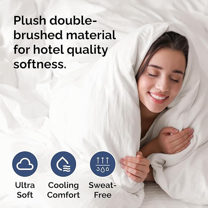 Duvet Cover Full Size Set - Extra Soft Full Size Duvet Cover 80 x 90 with 2 Pillow Shams - Hotel Luxury Easy Care and Fade Free w/Zipper Closures & Ties - Comfy Breathable Bedding Set (Antique White)